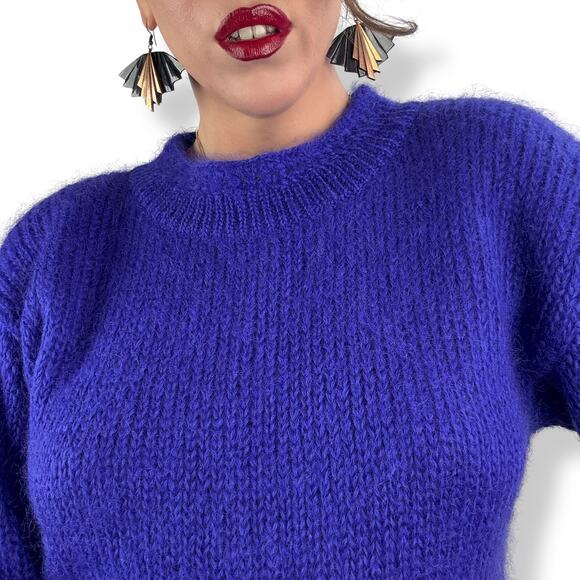 80's purple mohair and wool blend crewneck sweater by RAFAELLA - Picture 8 of 16